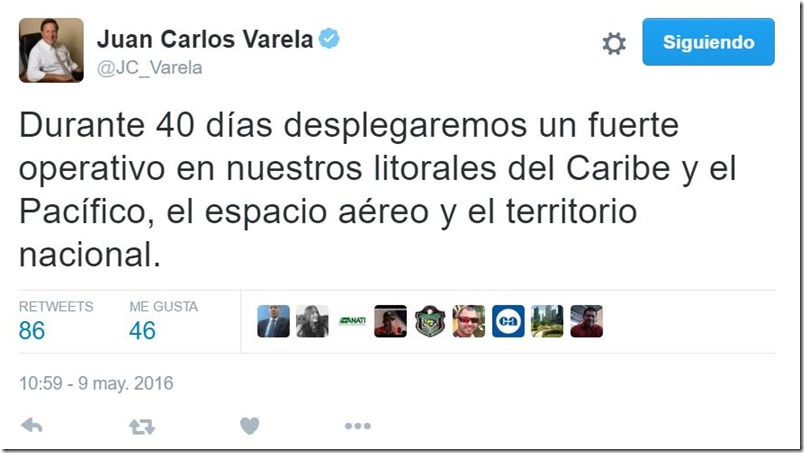 Juan Carlos Varela en Twitter - 2